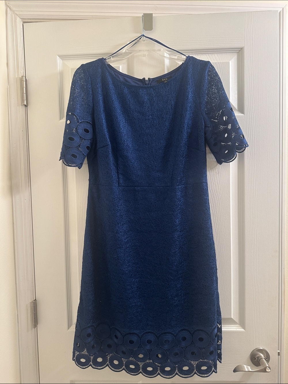 Jax Navy Lace Midi Dress with Eyelet Trim